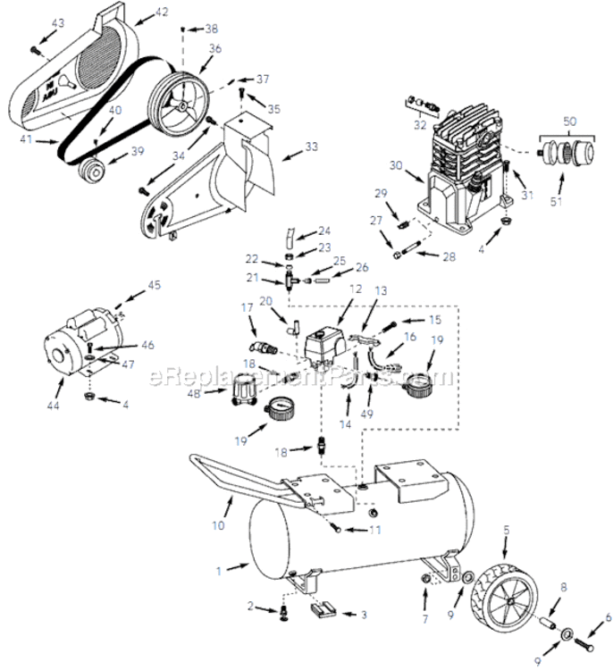 Page A Diagram and Parts List for VT630400 2001 Campbell Hausfeld Compressor